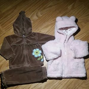 Carter's 6M Fleece 3pc Outfit/Coat Bundle